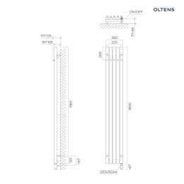 Stang Oltens Stang (e) grzejnik łazienkowy 180x26 cm miedź szczotkowana 55117610