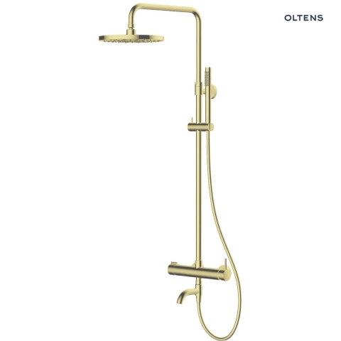 Molle Oltens Molle Numa zestaw wannowo-prysznicowy ścienny z deszczownicą złoty połysk 36506800