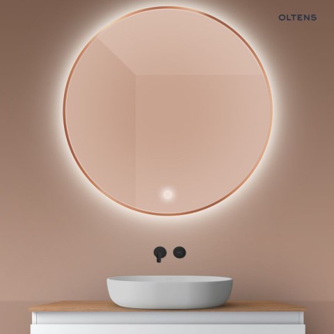 Nordlis Oltens Nordlis lustro 100 cm okrągłe z oświetleniem od tyłu z matą grzewczą miedź szczotkowana 64110610 Nordlis Oltens Nordlis lustro 100 cm okrągłe z oświetleniem od tyłu z matą grzewczą miedź szczotkowana 64110610