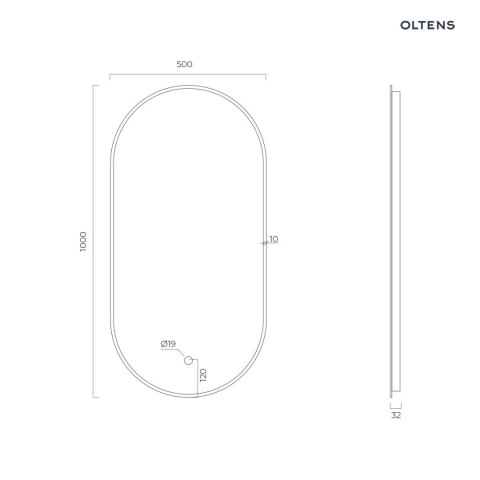 Nordlis Oltens Nordlis lustro 50x100 cm owalne z oświetleniem od tyłu z matą grzewczą miedź szczotkowana 64129610 Nordlis Oltens Nordlis lustro 50x100 cm owalne z oświetleniem od tyłu z matą grzewczą miedź szczotkowana 64129610