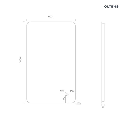 Nordlis Oltens Nordlis lustro 60x100 cm prostokątne z oświetleniem od tyłu z matą grzewczą 64120000 Nordlis Oltens Nordlis lustro 60x100 cm prostokątne z oświetleniem od tyłu z matą grzewczą 64120000