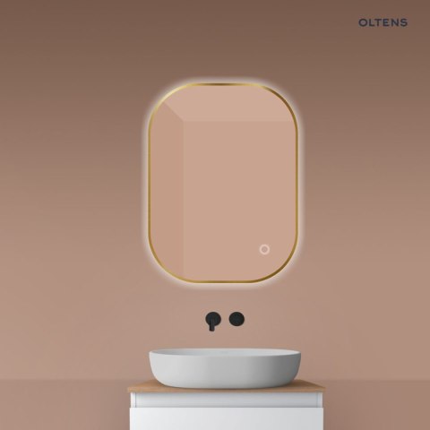 Nordlis Oltens Nordlis lustro 60x80 cm prostokątne z oświetleniem od tyłu z matą grzewczą złoto szczotkowane 64126810 Nordlis Oltens Nordlis lustro 60x80 cm prostokątne z oświetleniem od tyłu z matą grzewczą złoto szczotkowane 64126810