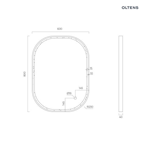 Nordlis Oltens Nordlis lustro 60x80 cm prostokątne z oświetleniem z przodu z matą grzewczą miedź szczotkowana 64123610 Nordlis Oltens Nordlis lustro 60x80 cm prostokątne z oświetleniem z przodu z matą grzewczą miedź szczotkowana 64123610
