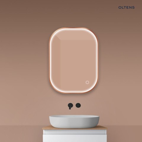 Nordlis Oltens Nordlis lustro 60x80 cm prostokątne z oświetleniem z przodu z matą grzewczą miedź szczotkowana 64123610 Nordlis Oltens Nordlis lustro 60x80 cm prostokątne z oświetleniem z przodu z matą grzewczą miedź szczotkowana 64123610
