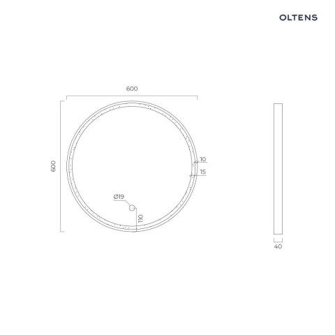 Nordlis Oltens Nordlis lustro 60 cm okrągłe z oświetleniem z przodu z matą grzewczą miedź szczotkowana 64100610 Nordlis Oltens Nordlis lustro 60 cm okrągłe z oświetleniem z przodu z matą grzewczą miedź szczotkowana 64100610