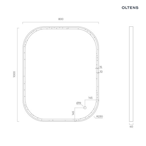Nordlis Oltens Nordlis lustro 80x100 cm prostokątne z oświetleniem z przodu z matą grzewczą złoto szczotkowane 64124810 Nordlis Oltens Nordlis lustro 80x100 cm prostokątne z oświetleniem z przodu z matą grzewczą złoto szczotkowane 64124810