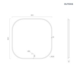 Nordlis Oltens Nordlis lustro 80x80 cm kwadratowe z oświetleniem od tyłu z matą grzewczą czarny 64125300