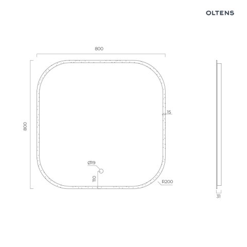 Nordlis Oltens Nordlis lustro 80x80 cm kwadratowe z oświetleniem z przodu z matą grzewczą 64122000 Nordlis Oltens Nordlis lustro 80x80 cm kwadratowe z oświetleniem z przodu z matą grzewczą 64122000
