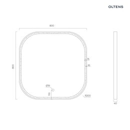 Nordlis Oltens Nordlis lustro 80x80 cm kwadratowe z oświetleniem z przodu z matą grzewczą miedź szczotkowana 64122610
