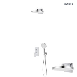 Hadsel Oltens Hadsel zestaw bateria wannowo-prysznicowa podtynkowa z deszczownicą Regna i słuchawką 3 funkcyjną Luva EasyClick chrom 36