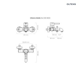 Molle Oltens Molle bateria wannowo-prysznicowa ścienna złoty połysk 34000800