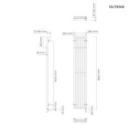 Stang Oltens Stang S (e) grzejnik łazienkowy 180x28 cm biały 55127000