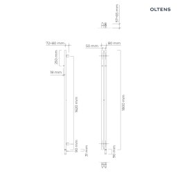 Stang Oltens Stang Stang S (e) grzejnik łazienkowy 180x8 cm grafit 55123400