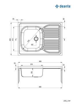 Deante Zlewozmywak stalowy 1-komorowy z ociekaczem po prawej stronie - nakładany