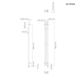 Stang Oltens Stang S (e) grzejnik łazienkowy 180x13 cm czarny mat 55124300