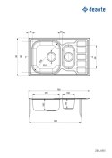Deante Zlewozmywak stalowy 1.5-komorowy z ociekaczem