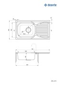 Deante Zlewozmywak stalowy 1-komorowy z ociekaczem
