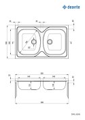 Deante Zlewozmywak stalowy 2-komorowy - nakładany