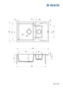 Deante Zlewozmywak granitowy 1.5-komorowy z ociekaczem