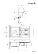 Deante Zlewozmywak granitowy z baterią 1.5-komorowy z ociekaczem