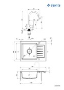 Deante Zlewozmywak granitowy z baterią 1-komorowy z ociekaczem