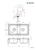 Deante Zlewozmywak granitowy z baterią 2-komorowy