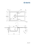 Deante Zlewozmywak granitowy 1-komorowy z ociekaczem - montowany na równi z blatem
