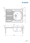 Deante Zlewozmywak stalowy 1-komorowy z ociekaczem po lewej stronie - nakładany
