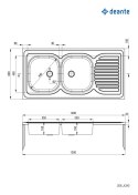 Deante Zlewozmywak stalowy 2-komorowy z ociekaczem - nakładany