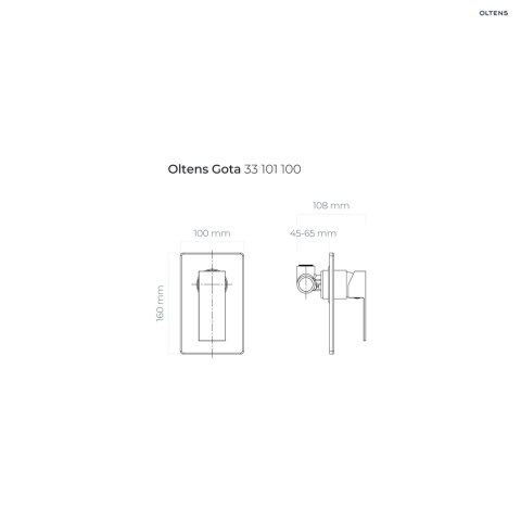 Gota Oltens Gota bateria prysznicowa podtynkowa kompletna chrom 33101100 Gota Oltens Gota bateria prysznicowa podtynkowa kompletna chrom 33101100