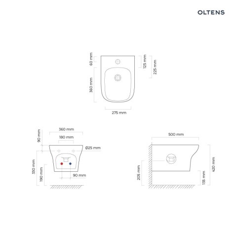 Gulfoss Oltens Gulfoss bidet wiszący z powłoką SmartClean biały 46503000 Gulfoss Oltens Gulfoss bidet wiszący z powłoką SmartClean biały 46503000