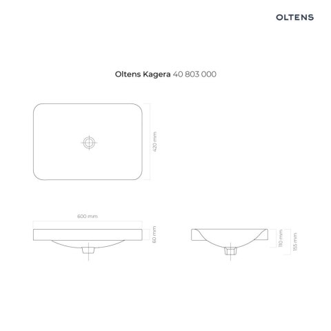 Kagera Oltens Kagera umywalka 60x42 cm nablatowa biała z powłoką SmartClean biała 40803000 Kagera Oltens Kagera umywalka 60x42 cm nablatowa biała z powłoką SmartClean biała 40803000