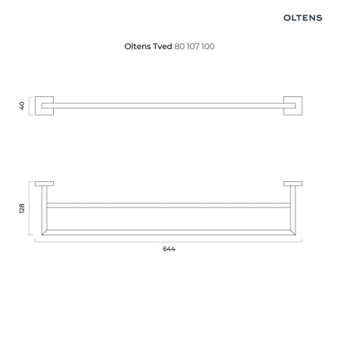 Tved Oltens Tved wieszak na ręcznik 60 cm podwójny chrom 80107100 Tved Oltens Tved wieszak na ręcznik 60 cm podwójny chrom 80107100
