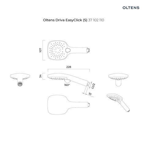 Driva EasyClick Oltens Driva EasyClick (S) Alling 60 zestaw prysznicowy chrom/biały 36002110 Driva EasyClick Oltens Driva EasyClick (S) Alling 60 zestaw prysznicowy chrom/biały 36002110