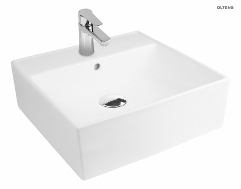 Hyls Oltens Hyls umywalka 47 cm nablatowa kwadratowa z powłoką SmartClean biała 41809000 Hyls Oltens Hyls umywalka 47 cm nablatowa kwadratowa z powłoką SmartClean biała 41809000