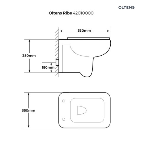 Ribe Oltens Ribe miska WC wisząca PureRim z deską wolnoopadającą Slim biała 42011000 Ribe Oltens Ribe miska WC wisząca PureRim z deską wolnoopadającą Slim biała 42011000