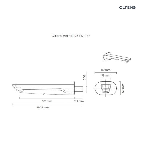Vernal Oltens Vernal wylewka wannowa chrom 39102100 Vernal Oltens Vernal wylewka wannowa chrom 39102100