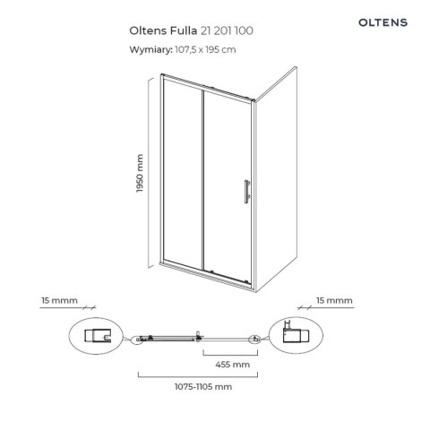 Fulla Oltens Fulla kabina prysznicowa 110x80 cm prostokątna drzwi ze ścianką chrom/szkło przezroczyste 20207100 Fulla Oltens Fulla kabina prysznicowa 110x80 cm prostokątna drzwi ze ścianką chrom/szkło przezroczyste 20207100