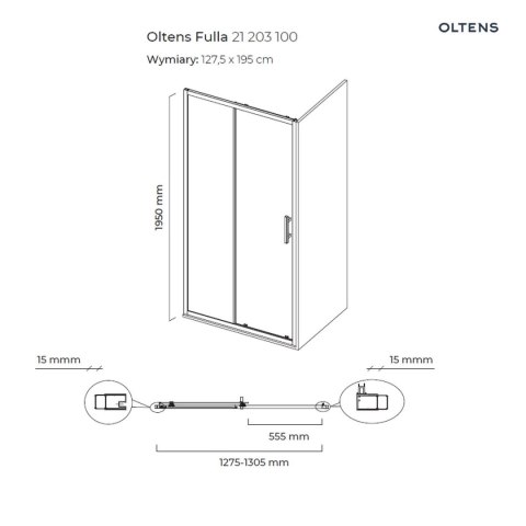 Fulla Oltens Fulla kabina prysznicowa 130x80 cm prostokątna drzwi ze ścianką chrom/szkło przezroczyste 20209100 Fulla Oltens Fulla kabina prysznicowa 130x80 cm prostokątna drzwi ze ścianką chrom/szkło przezroczyste 20209100