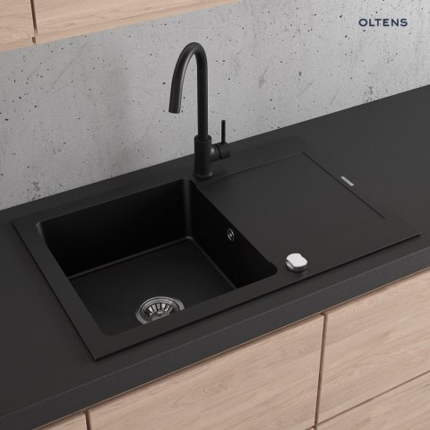 Gravan Oltens Gravan zlewozmywak granitowy 1-komorowy z krótkim ociekaczem 79x50 cm czarny mat 72100300 Gravan Oltens Gravan zlewozmywak granitowy 1-komorowy z krótkim ociekaczem 79x50 cm czarny mat 72100300