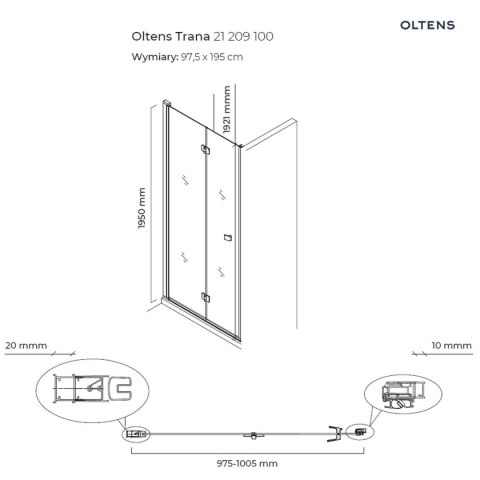 Trana Oltens Trana kabina prysznicowa 100x80 cm prostokątna drzwi ze ścianką chrom/szkło przezroczyste 20200100 Trana Oltens Trana kabina prysznicowa 100x80 cm prostokątna drzwi ze ścianką chrom/szkło przezroczyste 20200100