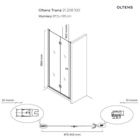 Trana Oltens Trana kabina prysznicowa 90x90 cm kwadratowa drzwi ze ścianką chrom/ szkło przezroczyste 20004100 Trana Oltens Trana kabina prysznicowa 90x90 cm kwadratowa drzwi ze ścianką chrom/ szkło przezroczyste 20004100