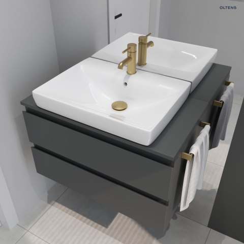 Vernal Oltens Vernal szafka 60 cm podumywalkowa wisząca z blatem grafit mat 60003400 Vernal Oltens Vernal szafka 60 cm podumywalkowa wisząca z blatem grafit mat 60003400