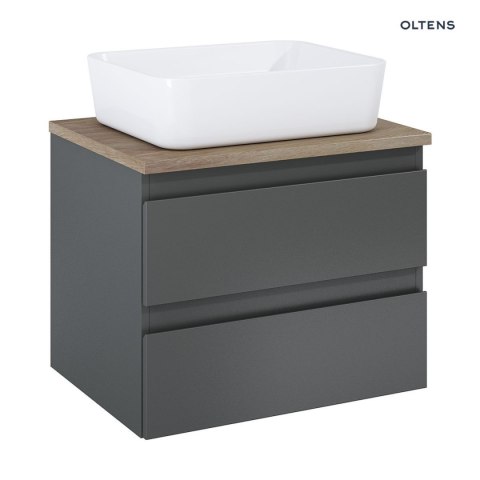 Vernal Oltens Vernal szafka 60 cm podumywalkowa wisząca z blatem grafit mat/dąb 60000460 Vernal Oltens Vernal szafka 60 cm podumywalkowa wisząca z blatem grafit mat/dąb 60000460