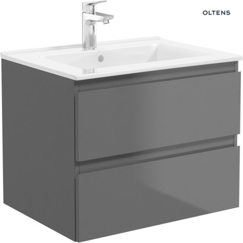 Vernal Oltens Vernal szafka 60 cm podumywalkowa wisząca z blatem grafit mat/dąb 60000460 Vernal Oltens Vernal szafka 60 cm podumywalkowa wisząca z blatem grafit mat/dąb 60000460