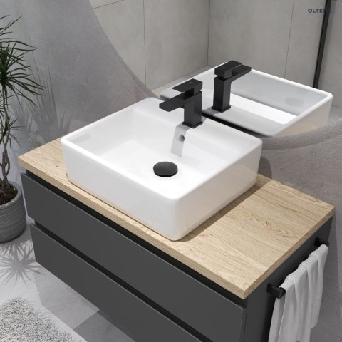 Vernal Oltens Vernal szafka 60 cm podumywalkowa wisząca z blatem grafit mat/dąb 60000460 Vernal Oltens Vernal szafka 60 cm podumywalkowa wisząca z blatem grafit mat/dąb 60000460