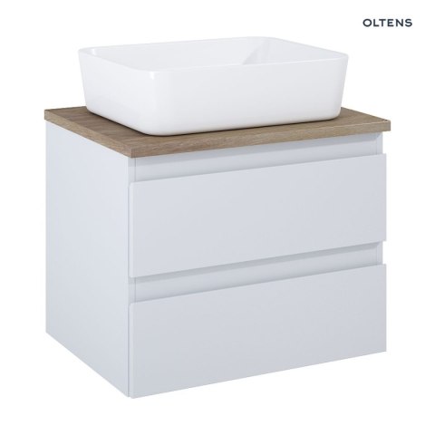 Vernal Oltens Vernal szafka 60 cm podumywalkowa wisząca z blatem szary mat/dąb 60000760 Vernal Oltens Vernal szafka 60 cm podumywalkowa wisząca z blatem szary mat/dąb 60000760