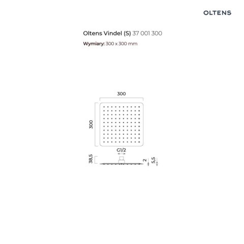 Vindel Oltens Vindel (S) Lagan (S) deszczownica 30 cm kwadratowa z ramieniem ściennym czarny mat 36014300 Vindel Oltens Vindel (S) Lagan (S) deszczownica 30 cm kwadratowa z ramieniem ściennym czarny mat 36014300