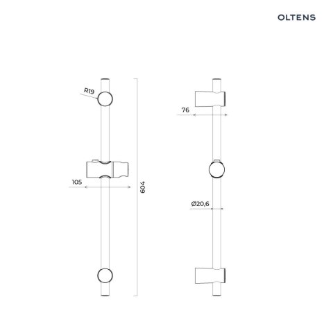 Alling Oltens Alling drążek prysznicowy 60 cm złoty połysk 37300800 Alling Oltens Alling drążek prysznicowy 60 cm złoty połysk 37300800