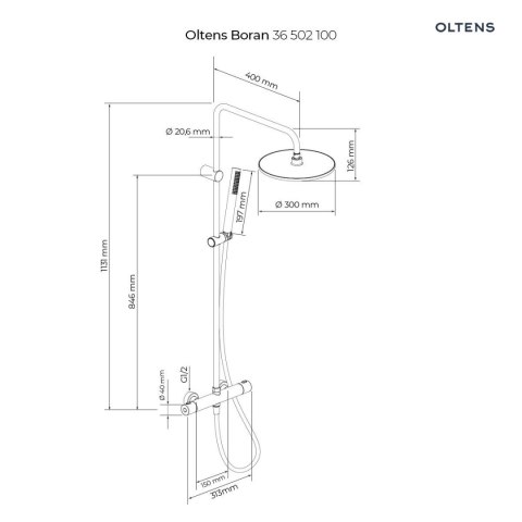 Boran Oltens Boran zestaw prysznicowy termostatyczny z deszczownicą chrom 36502100 Boran Oltens Boran zestaw prysznicowy termostatyczny z deszczownicą chrom 36502100
